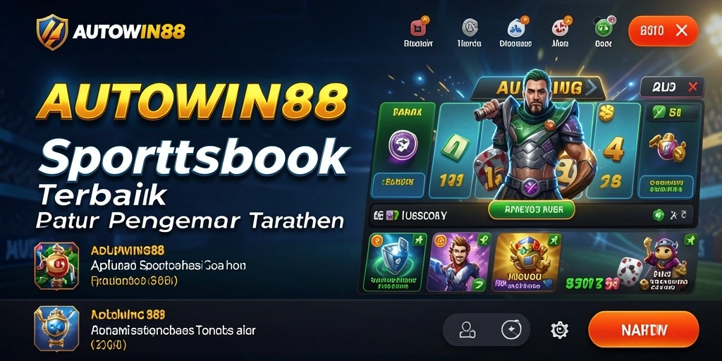 Screenshot utama AUTOWIN88 menampilkan antarmuka modern aplikasi Sportsbook.