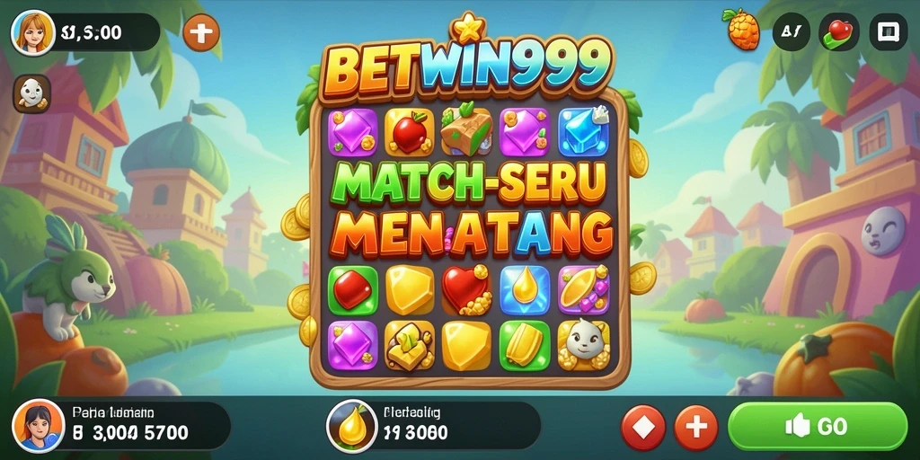 Screenshot utama BETWIN999 menunjukkan keseruan gameplay Match-3.