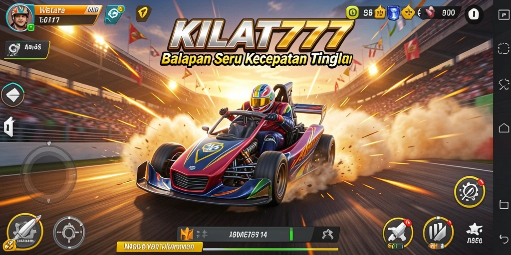 Screenshot menunjukkan aksi balapan mendebarkan di KILAT777.
