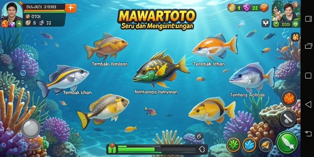 Tampilan gameplay seru dalam MAWARTOTO, menangkap ikan dengan teknik terbaik.