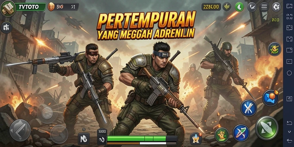 Tangkapan layar permainan TVTOTO yang intens dan penuh aksi.